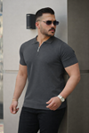 Erkek Fermuarlı Polo Yaka Slim Fit Triko T-Shirt