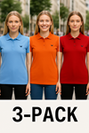 Kadın 3 Lü Paket Yazlık Basic Düz Polo Yaka Tişört