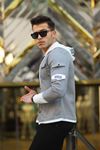 Erkek Slim Fit Penye Kapüşonlu Düğmeli Kot Gömlek