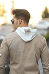 Erkek Slim Fit Penye Kapüşonlu Düğmeli Kot Gömlek