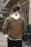 Erkek Slim Fit Penye Kapüşonlu Düğmeli Kot Gömlek