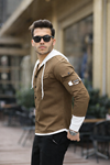 Erkek Slim Fit Penye Kapüşonlu Düğmeli Kot Gömlek