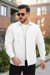 Erkek Kışlık Günlük Basic Oduncu Beyaz Kaşe Ceket