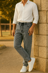 Erkek Bol Paça Jogger Baggy Gri Pantolon