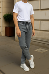 Erkek Günlük Basic Gri Baggy Kot Pantolon