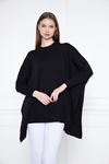Kadın Yandan Yırtmaçlı Oversize Panço Kazak