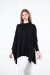Kadın Yandan Yırtmaçlı Oversize Panço Kazak