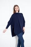 Kadın Yandan Yırtmaçlı Oversize Panço Kazak