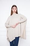 Kadın Yandan Yırtmaçlı Oversize Panço Kazak