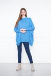 Kadın Yandan Yırtmaçlı Oversize Panço Kazak