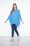 Kadın Yandan Yırtmaçlı Oversize Panço Kazak