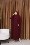 Kadın Trend Basic Uzun Kollu Bordo Namaz Elbisesi
