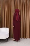 Kadın Trend Basic Uzun Kollu Bordo Namaz Elbisesi