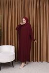 Kadın Trend Basic Uzun Kollu Bordo Namaz Elbisesi