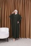 Kadın Trend Basic Uzun Kollu Haki Namaz Elbisesi