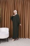 Kadın Trend Basic Uzun Kollu Haki Namaz Elbisesi