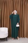 Kadın Trend Basic Uzun Kollu Yeşil Namaz Elbisesi