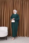 Kadın Trend Basic Uzun Kollu Yeşil Namaz Elbisesi