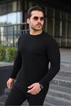 Erkek Trend Basic Slim Fit Bisiklet Yaka Siyah Kazak