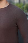 Erkek Trend Basic Slim Fit Bisiklet Yaka Kahve Kazak