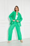 Kadın Oversize Ceket Bol Pantolon Yeşil İkili Takım