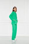 Kadın Oversize Ceket Bol Pantolon Yeşil İkili Takım