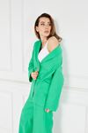 Kadın Oversize Ceket Bol Pantolon Yeşil İkili Takım