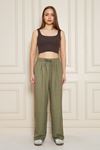 Kadın Trend Yüksek Bel Lastikli Haki Bol Pantolon