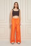 Kadın Trend Yüksek Bel Lastikli Turuncu Bol Pantolon