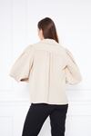 Kadın Trend Balon Kol Oversize Krem Şık Bluz Gömlek