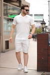 Erkek Bürümcük Beyaz Tişört Bol Şortlu Yazlık İkili Takım