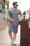 Erkek Bürümcük Füme Tişört Bol Şortlu Yazlık İkili Takım