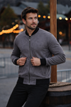 Erkek Comfort Fit Basic Füme Süet Nubuk Ceket