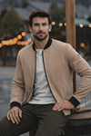 Erkek Comfort Fit Basic Kahve Süet Nubuk Ceket