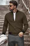 Erkek Basic Dar Kalıp Haki Nubuk Ceket