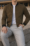 Erkek Smart Casual Haki Nubuk Ceket