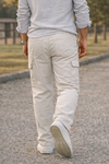 Erkek Premium Comfort Beyaz Kargo Baggy Pantolon