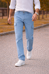 Erkek Premium Comfort B.Mavi Kargo Baggy Pantolon