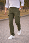 Erkek Premium Comfort Haki Kargo Baggy Pantolon