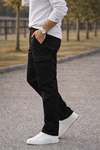 Erkek Premium Comfort Siyah Kargo Baggy Pantolon