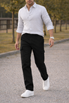 Erkek Premium Comfort Siyah Kargo Baggy Pantolon