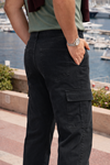 Erkek Relax Fit Füme Baggy Kargo Pantolon