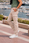 Erkek Relax Fit Bej Baggy Kargo Pantolon