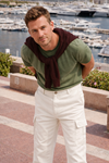 Erkek Relax Fit Beyaz Baggy Kargo Pantolon