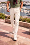 Erkek Relax Fit Beyaz Baggy Kargo Pantolon