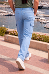 Erkek Relax Fit B.Mavi Baggy Kargo Pantolon