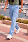 Erkek Relax Fit B.Mavi Baggy Kargo Pantolon