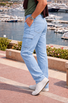 Erkek Relax Fit B.Mavi Baggy Kargo Pantolon