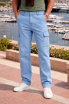 Erkek Relax Fit B.Mavi Baggy Kargo Pantolon