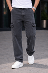 Erkek Trend Bol Paça Günlük Kargo Antrasit Baggy Pantolon